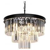 WEESALIFE BLACK CRYSTAL CHANDELIER FIXTURE, 9