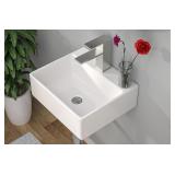 MODERN WALL MOUNT SMALL VESSEL SINK, 14 X 12.5 X