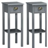 HOMCOM BEDSIDE TABLE SET OF 2, NARROW SIDE TABLE