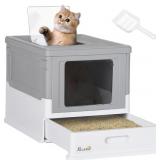 PAWHUT CAT LITTER BOX  TOP ENTRY  LARGE SPACE