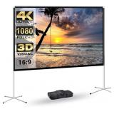 PORTABLE PROJECTOR SCREEN WITH STAND 80 INCH