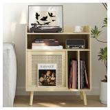 SEMIOCTHOME RECORD PLAYER STAND WITH VINYL STORAGE