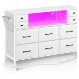 ROLANSTAR DRESSER  10 FABRIC DRAWERS  LED  WHITE