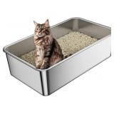 ANYCOO EXTRA LARGE STAINLESS STEEL LITTER BOX FOR