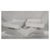 3 PC WHITE ACRYLIC RISERS - 10X10X2IN - 11X11X4IN