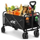 VIC FOLDING BEACH WAGON CART 400LBS (BLACK)