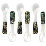 DUEBEL SET OF 6 CAVIAR SPOONS OF ABALONE HANDLE