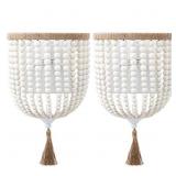 VILUXY BOHEMIA WOOD BEADED WALL SCONCES BEDSIDE AN