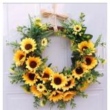 QIXNJALG 15.7IN ARTIFICIAL SUNFLOWER WREATH