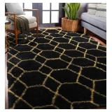 ONASAR BLACK AND GOLD AREA RUG 4X6 FOR BEDROOM LIV