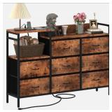 8 DRAWER DRESSER FOR BEDROOM WITH CHARGING STATION