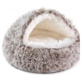 NOYAL DOG BED ROUND HOODED PLUSH CAT CAVE DONUT AN