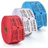 3 ROLLS OF 1000 50/50 RAFFLE TICKETS (R/B/W)