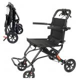 LIGHTWEIGHT FOLDING ALUMINUM TRANSPORT WHEELCHAIR