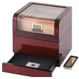 HECAI CIGAR HUMIDOR BOX SPANISH CEDAR WOOD TRANSPA