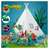 KIDS TEEPEE TENT WITH COTTON PLAY MAT+ STAR LIGHTS