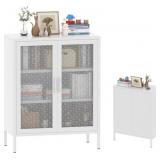 FOESINU METAL STORAGE CABINET WITH 2 MESH DOORS