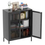 FOESINU METAL STORAGE CABINET WITH 2 MESH DOORS  3