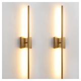 WALL SCONCES SET OF 2 BRUSHED BRASS GOLD LED