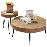 RUSTOWN FARMHOUSE ROUND COFFEE TABLE SET OF 2  COC