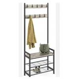 Ballucci Entryway Coat Rack With Shoe Bench,