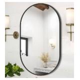 17x30 Black Oval Framed Mirror