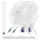 Simple Deluxe Wall Fan, 16 Inch Digital Wall