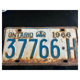 1966 ONTARIO LICENSE PLATE