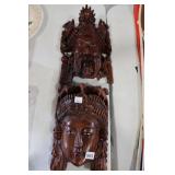 2 CARVED WALL MASKS