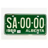 1968 ALBERTA SAMPLE LICENSE PLATE