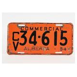 1954 COMMERCIAL ALBERTA LICENSE PLATE