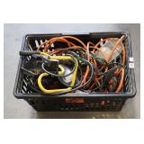BASKET OF ELECTRICAL CORDS, TIMER & TROUBLE LIGHTS