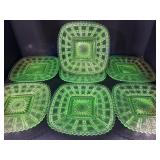 7 Uranium Glass Plates 8 " (yellow)