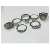 Costume Rings With Clear Stones Sz 7