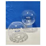 Pair of Glass Candleholders