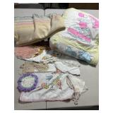 Blanket, Quilt and Assorted Doilies