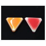 Pair Of Vintage Orange And Pink Brooches