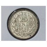 1941- 25 Cents Unc Netherlands  .640, 3.58g