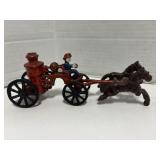 Vintage Cast Iron Pair Of Horses And Wagon