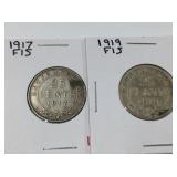 1917,19 Both F 15 Silver 25 Cents