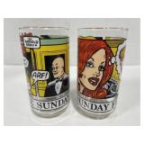 2 The Sunday Funnies Glasses - 1976 Brenda Starr