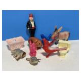 Vintage Plastic Toys - Animals, Furniture, Man