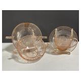 4pcs Pink Depression Glass