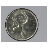 1954 Ms63  Canadian Silver 25 Cents