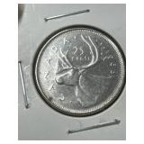 1968 Canadian Silver 25 Cent Coin