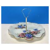 Floral Sweets Plate with Center Handle