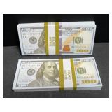 2 Stacks of 100 USA $100 Prop Banknotes