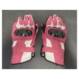 Pink Pair of Ladies Leather Motorcycle Gloves XS