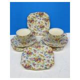 2 Royal Winton Teacups & Saucers, 4 Side Plates