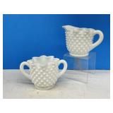 Fenton Milkglass Hobnail Cream & Sugar